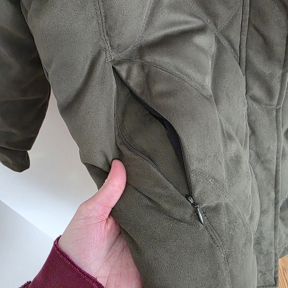 L.L Bean Quilted Down Coat Size Small Petite Green - Picture 6 of 10
